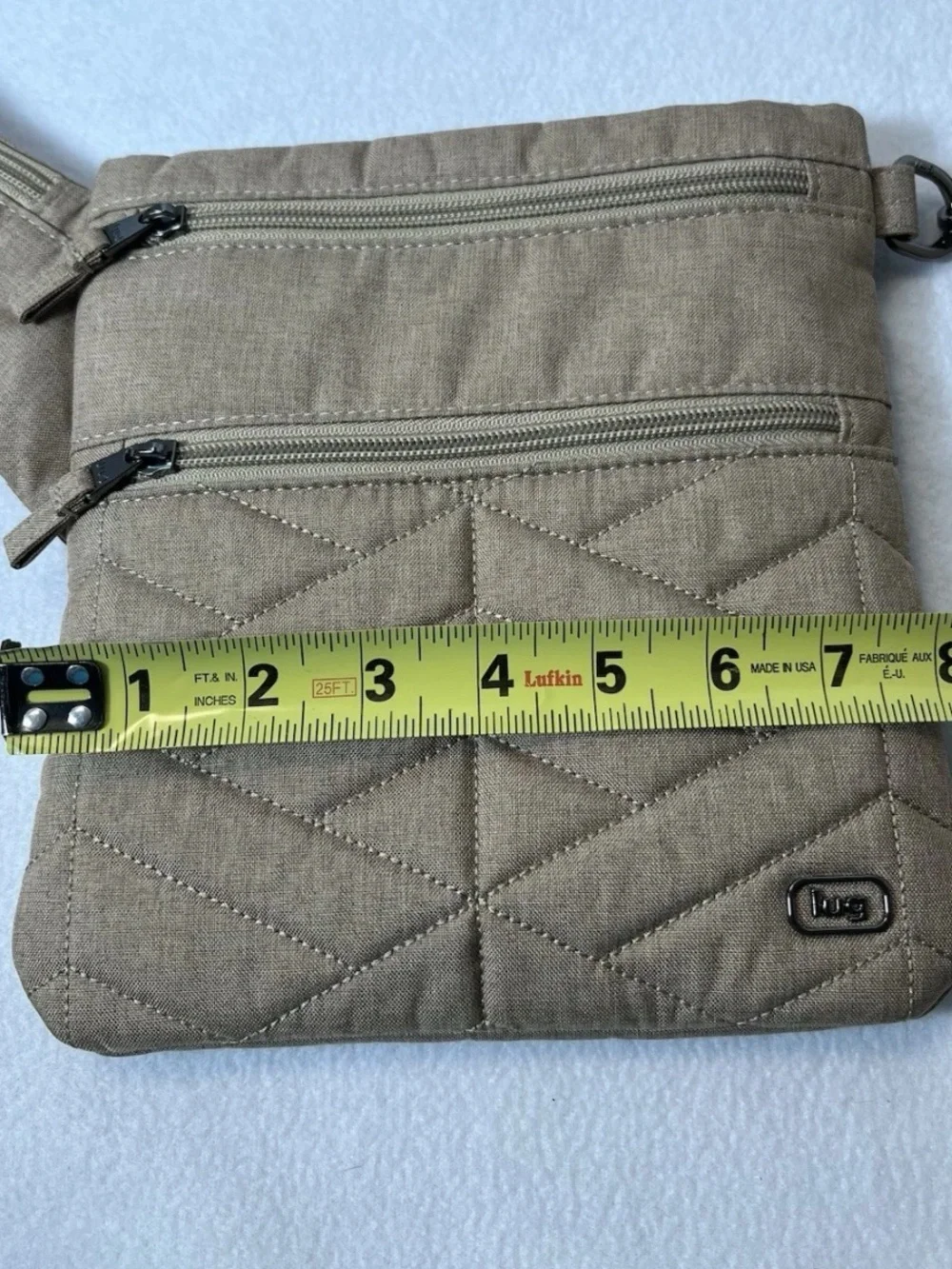lug Quilted Messenger Sling Bag in Taupe